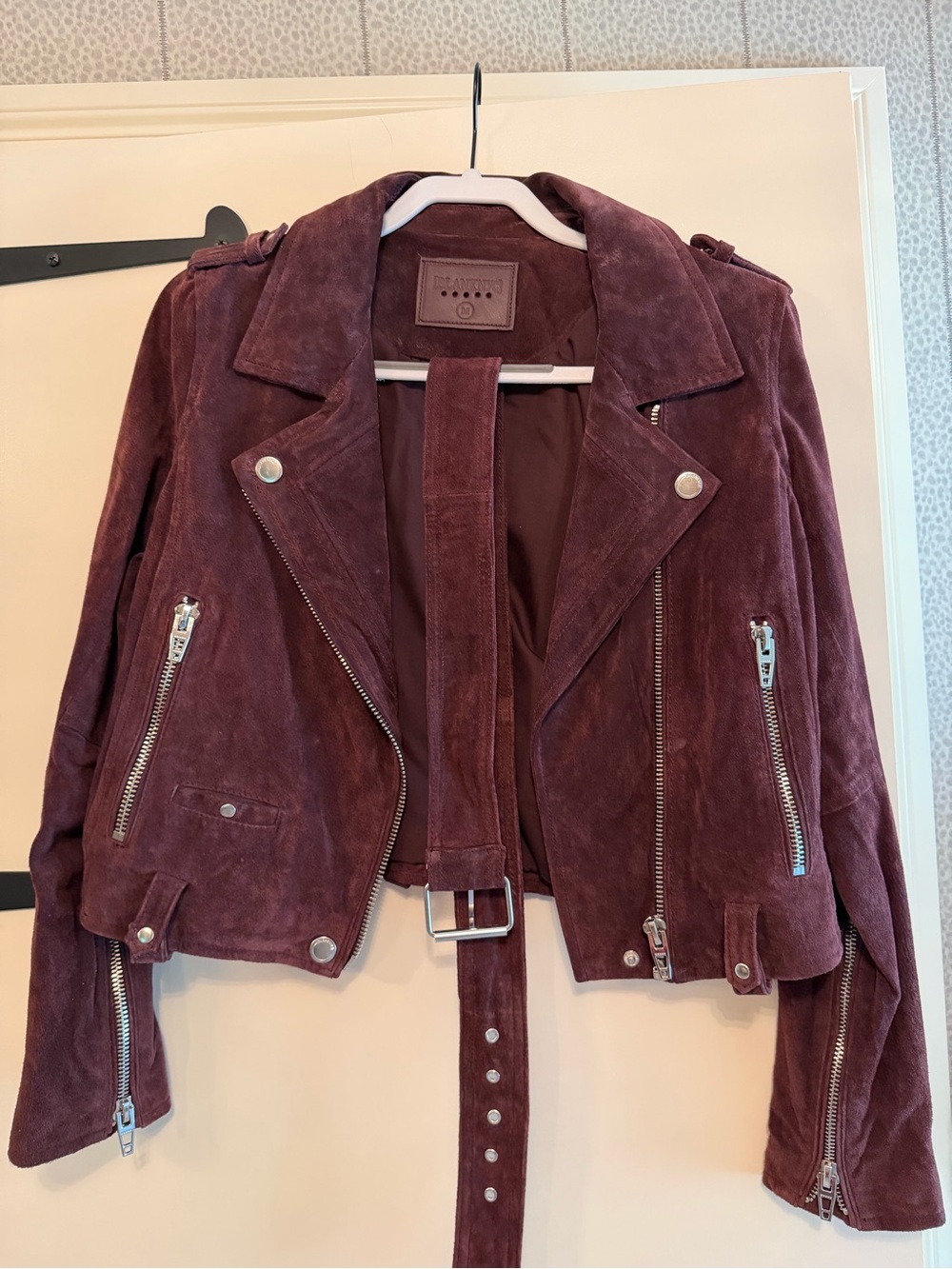Blank NYC Suede Biker Jacket in Burgundy